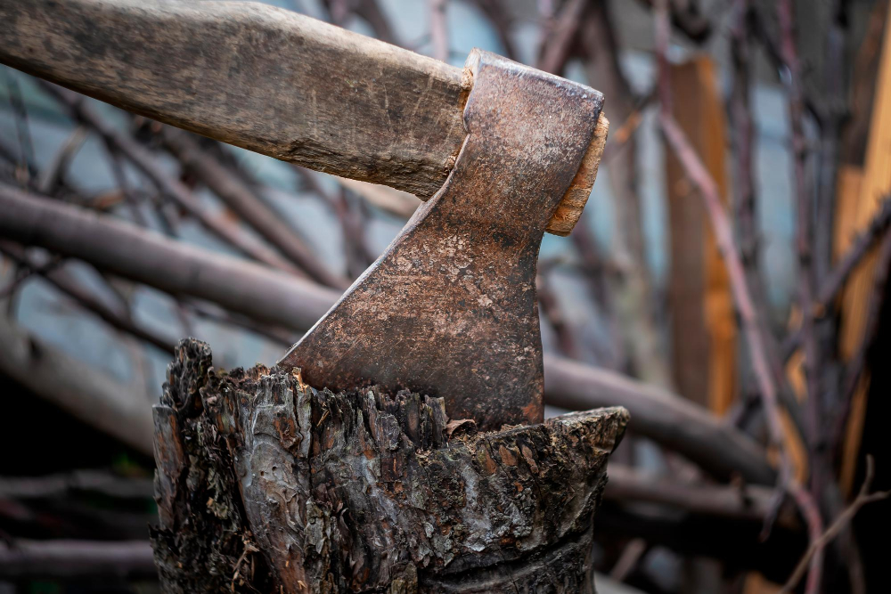 axe-sticks-out-stump-concept-harvesting-firewood-winter