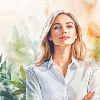 Watercolor Portrait of Business Professional Posed in Formal Attire