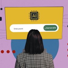 Composite trend artwork sketch image collage of businesswoman young lady work internet webpage ai bot generate data simulation technology